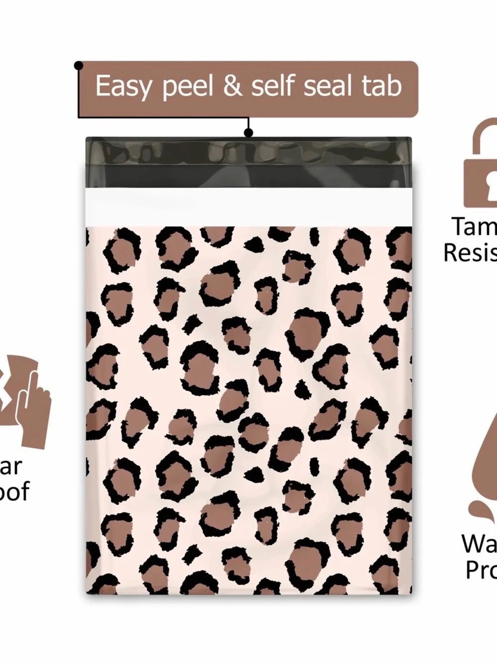 Leopard Print Mailer Bag Self Sealing 10X13 Polymailer 25ct